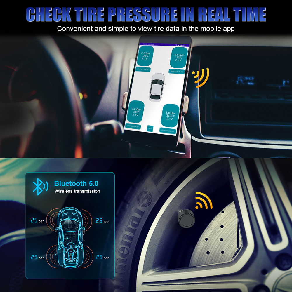 Capteurs Bluetooth 5.0 TPMS po - Tire Pressure Monitor avis et prix